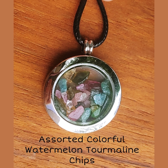 Watermelon Tourmaline Chip Necklace - Picture 2 of 8